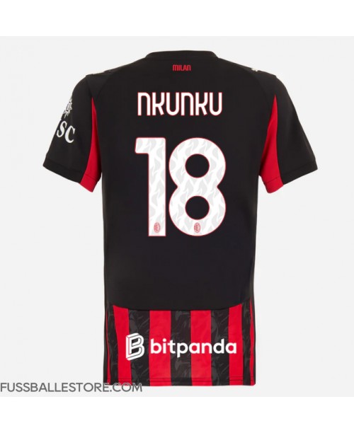 Günstige AC Milan Christopher Nkunku #18 Heimtrikot Damen 2025-26 Kurzarm Günstige AC Milan Christopher Nkunku #18 Heimtrikot Damen 2025-26 Kurzarm